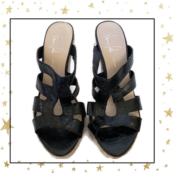 Franco Sarto Black Espadrille Wedge Sandals 6.5 - Picture 4 of 6